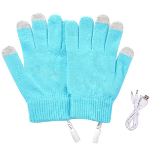 Mitaine chauffante USB bleu ciel avec doigts - vetement chauffant