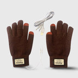 Mitaine chauffante USB marron avec doigts - vetement chauffant