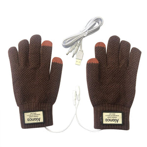 Mitaine chauffante USB marron avec doigts - vetement chauffant