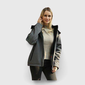 Parka chauffante grise femme – vent et froid maîtrisés jusqu'à 55°C | VETCHAUD™ - vetement chauffant