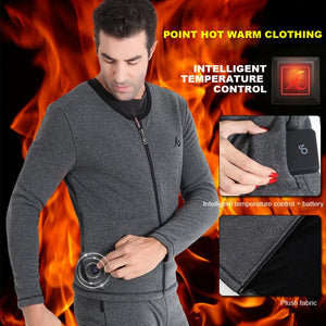 Ensemble de sous-vêtements thermiques chauffants pour hommes, usb  électrique sous-vêtement chauffant couche de base haut et bas Long Johns Set