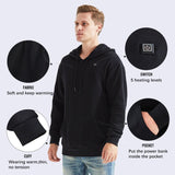 Sweat chauffant USB noir à capuche 5 zones – usage urbain quotidien | VETCHAUD™ - vetement chauffant