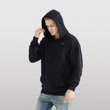 Sweat chauffant USB noir à capuche 5 zones – usage urbain quotidien | VETCHAUD™ - vetement chauffant
