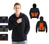 Sweat chauffant USB noir à capuche 5 zones – usage urbain quotidien | VETCHAUD™ - vetement chauffant