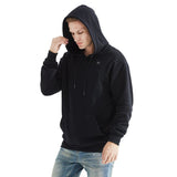 Sweat chauffant USB noir à capuche 5 zones – usage urbain quotidien | VETCHAUD™ - vetement chauffant