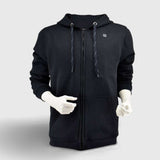 Veste à capuche chauffante noire – tête et buste protégés | VETCHAUD™ - vetement chauffant