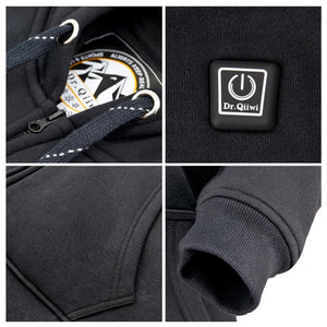 Veste à capuche chauffante noire – tête et buste protégés | VETCHAUD™ - vetement chauffant