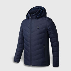 Veste chauffante bleue manches longues 9 zones – hiver actif | VETCHAUD™ - vetement chauffant