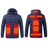 Veste chauffante bleue manches longues 9 zones – hiver actif | VETCHAUD™ - vetement chauffant