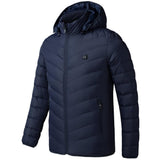 Veste chauffante bleue manches longues 9 zones – hiver actif | VETCHAUD™ - vetement chauffant