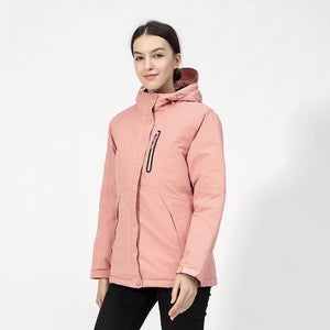 Veste chauffante électrique femme rose – randonnées hivernales protégées | VETCHAUD™ - vetement chauffant