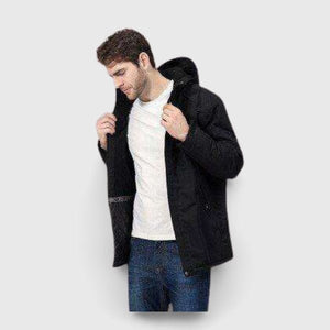 Veste chauffante électrique homme noire foncée – sorties extérieures | VETCHAUD™ - vetement chauffant