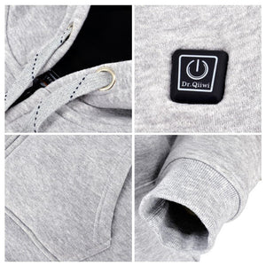 Veste chauffante grise à capuche 3 zones – chaleur rapide et ciblée | VETCHAUD™ - vetement chauffant