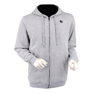 Veste chauffante grise à capuche 3 zones – chaleur rapide et ciblée | VETCHAUD™ - vetement chauffant