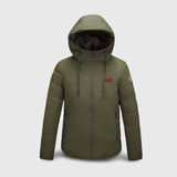 Veste chauffante homme kaki double contrôle 9 zones – nuque incluse | VETCHAUD™ - vetement chauffant