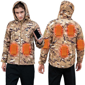 Veste chauffante légère camouflage beige 7 zones – chasse et outdoor | VETCHAUD™ - vetement chauffant