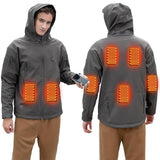 Veste chauffante légère grise à capuche 7 zones – mobilité et chaleur | VETCHAUD™ - vetement chauffant