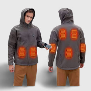 Veste chauffante légère grise à capuche 7 zones – mobilité et chaleur | VETCHAUD™ - vetement chauffant