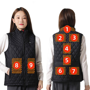 Veste chauffante noire femme 9 zones – chaleur dos et buste | VETCHAUD™ - vetement chauffant