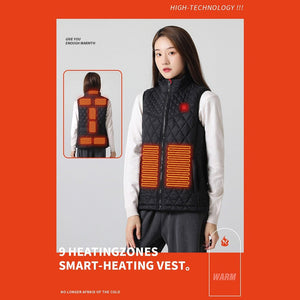 Veste chauffante noire femme 9 zones – chaleur dos et buste | VETCHAUD™ - vetement chauffant
