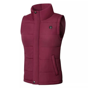 Veste chauffante sans manche femme bordeaux – travail et quotidien | VETCHAUD™ - vetement chauffant