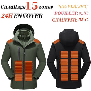Veste de travail chauffante homme 15 zones – hiver en extérieur | VETCHAUD™ - vetement chauffant