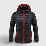 Veste d'hiver chauffante rouge et noire | VETCHAUD™ veste chauffante Vêtement-chauffant.com 