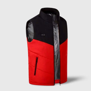 Veste gilet chauffant 9 zones double contrôle – rouge et noir USB | VETCHAUD™ - vetement chauffant